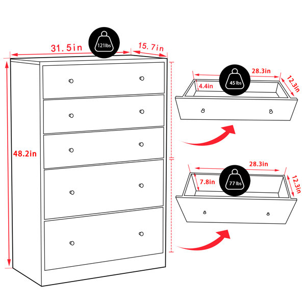 Zipcode Design™ Baez 5 Drawer 31.5